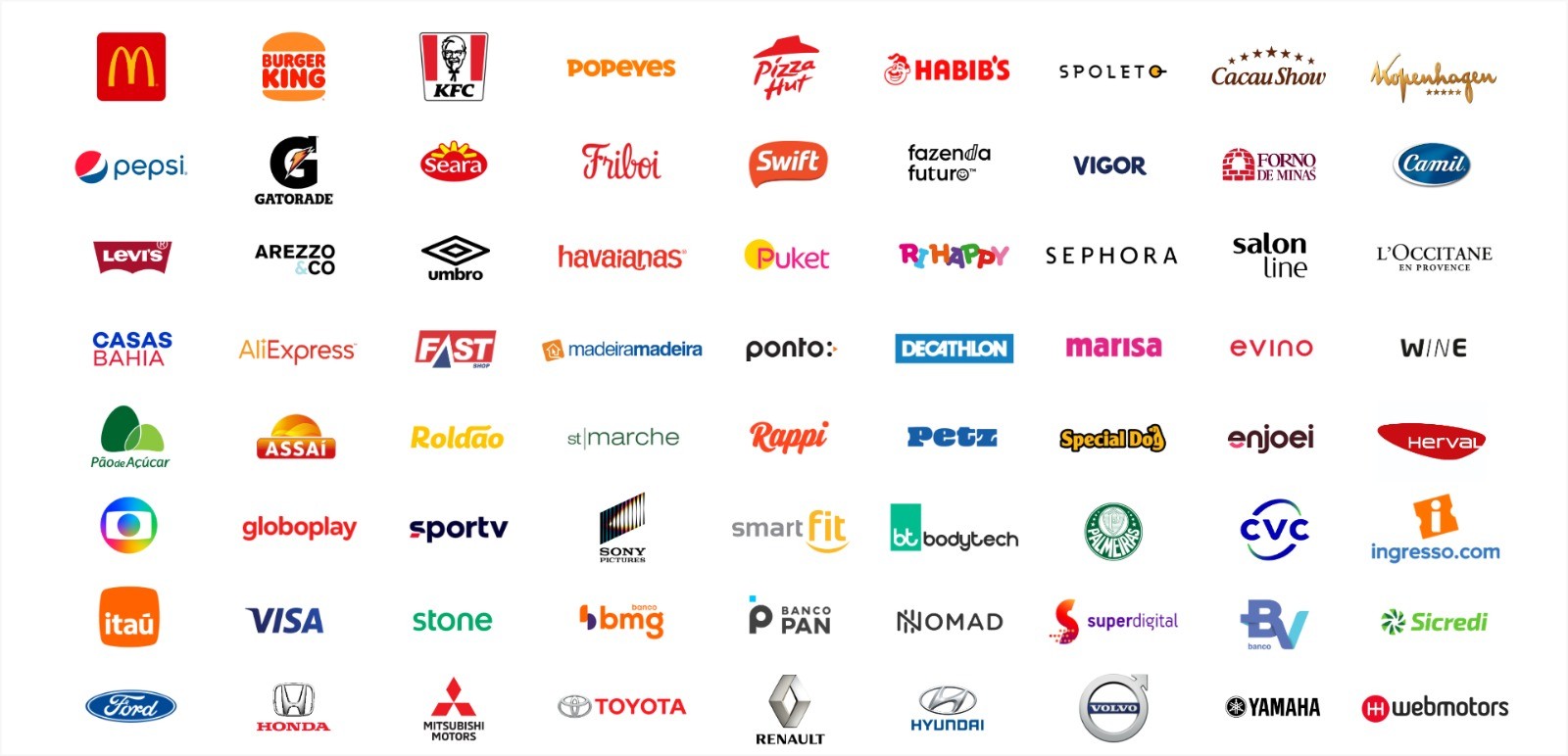 Mural de marcas clientes da Buzzmonitor: telecom, sa&uacute;de, educa&ccedil;&atilde;o, ag&ecirc;ncias, ind&uacute;stria